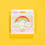 Rainbow Candle with cute smiling clouds and colorful rainbow, perfect cake topper from Crumbs & Doilies.